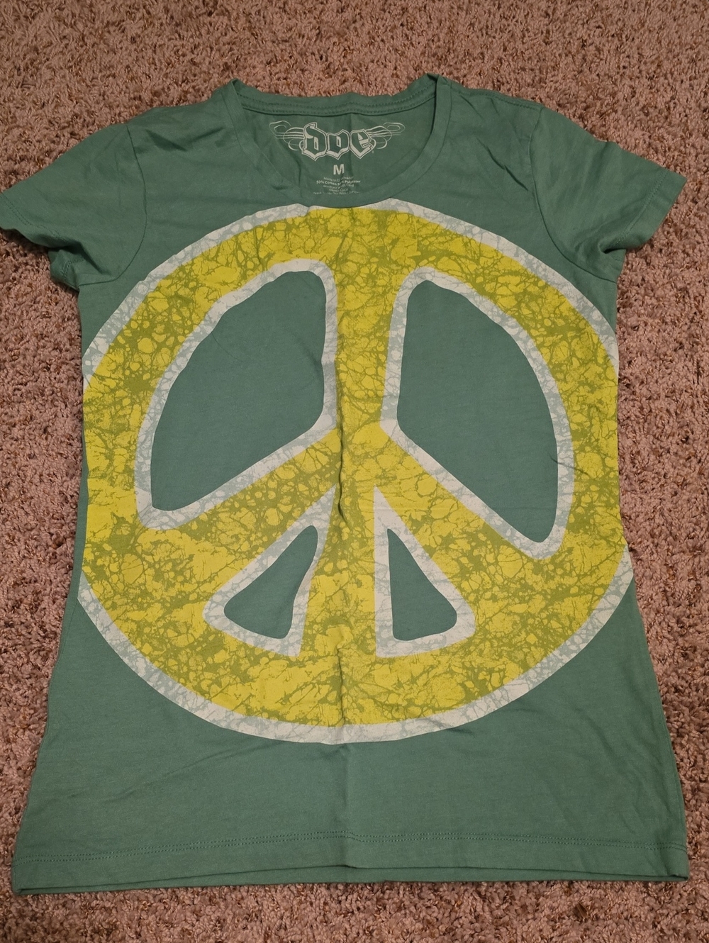 Green Short-Sleeve Tee with Yellow Peace Graphic by Rue21